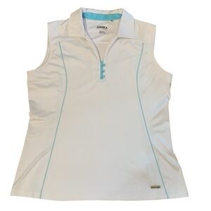Annika White Blue Sleeveless Golf Pickleball Tennis Shirt‎ Size XL